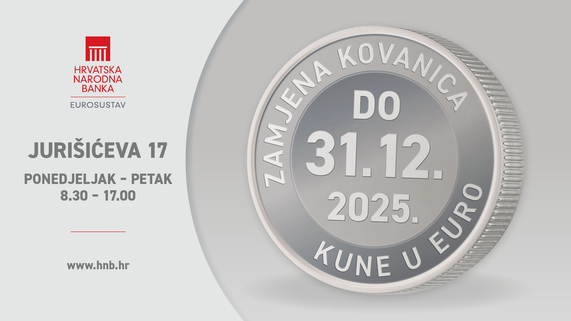 Zamjena kovanica kune za euro do 31. prosinca 2025.