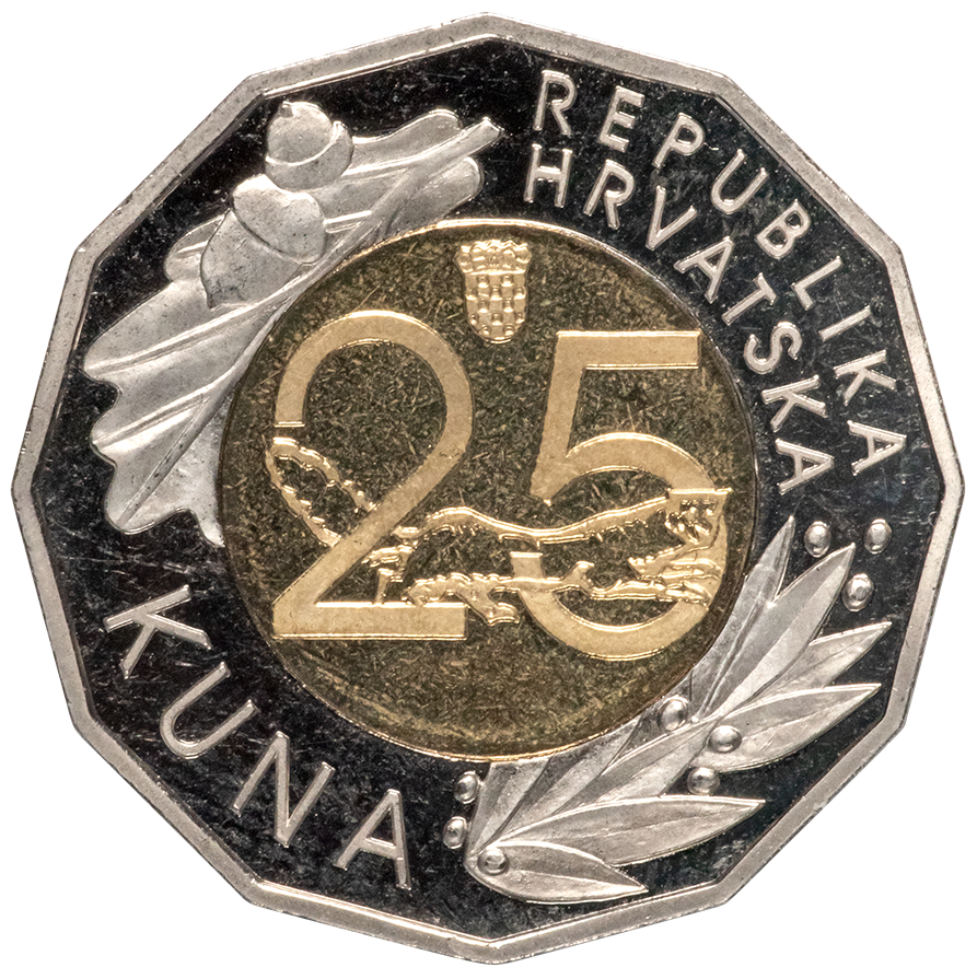 25 kuna – 25th Anniversary of the Introduction of the Kuna as the Monetary Unit of the Republic of Croatia, 30 May 1994 – 30 May 2019