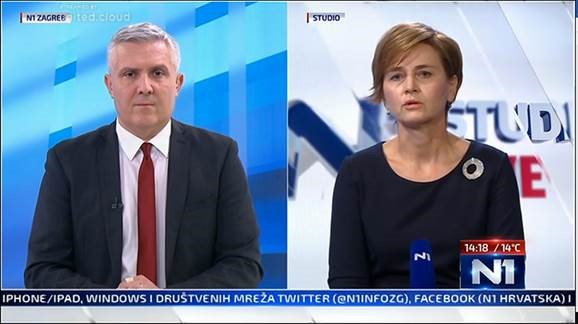 Gostovanje zamjenice guvernera u N1 Studiju Uživo Gostovanje zamjenice guvernera u N1 Studiju Uživo