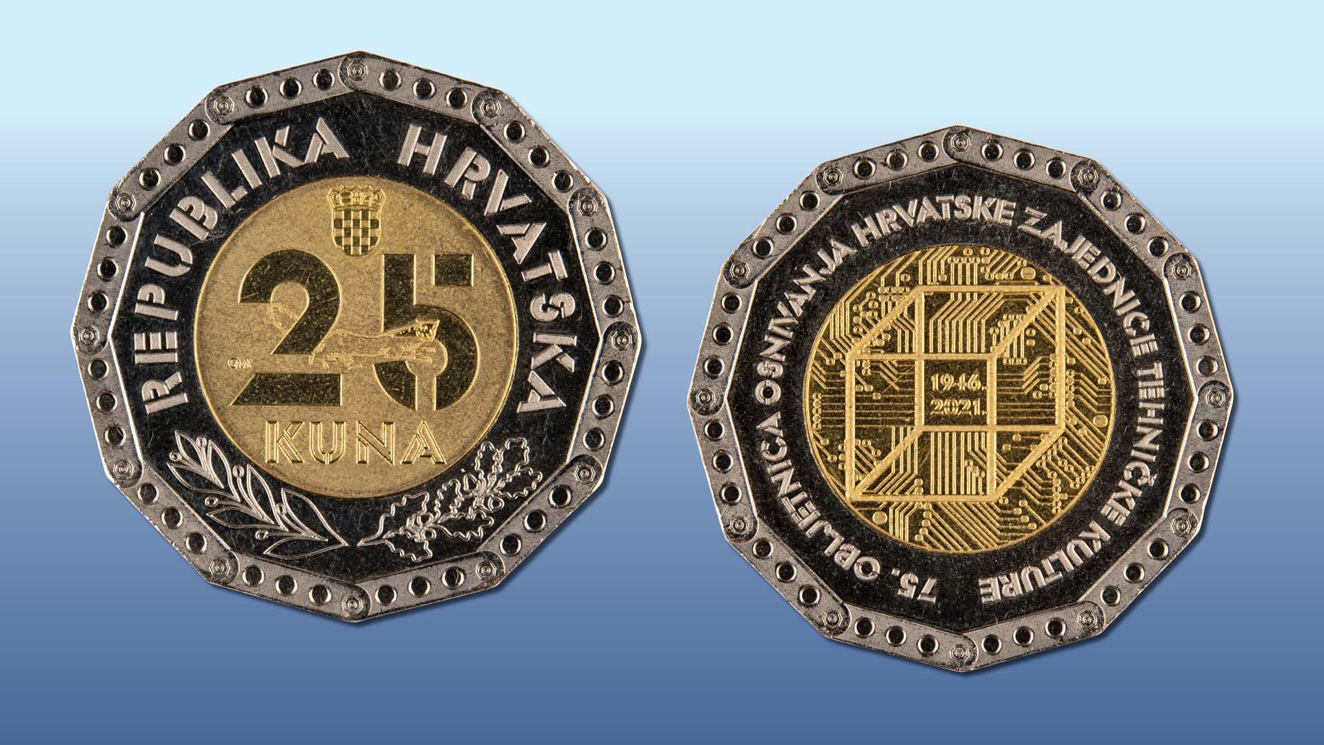 New 25 kuna coin to mark the 75th anniversary of the founding of the Croatian Association of Technical Culture New 25 kuna coin to mark the 75th anniversary of the founding of the Croatian Association of Technical Culture