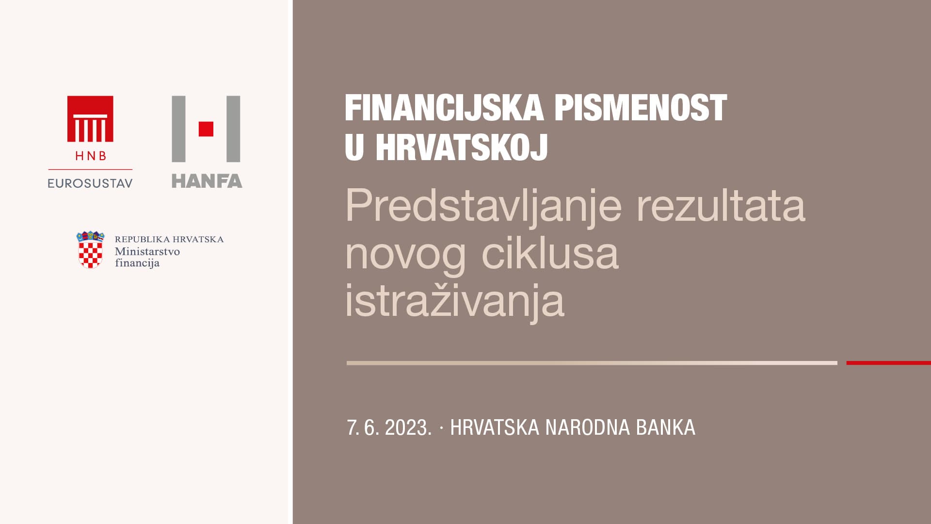 Predstavljanje rezultata istraživanja financijske i digitalne pismenosti stanovništva 2023.